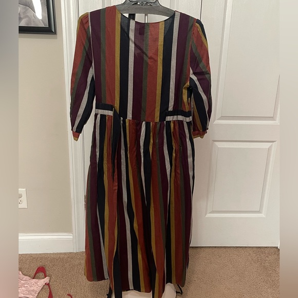 Multiple striped. Gold buttons. Dress. - Picture 2 of 6